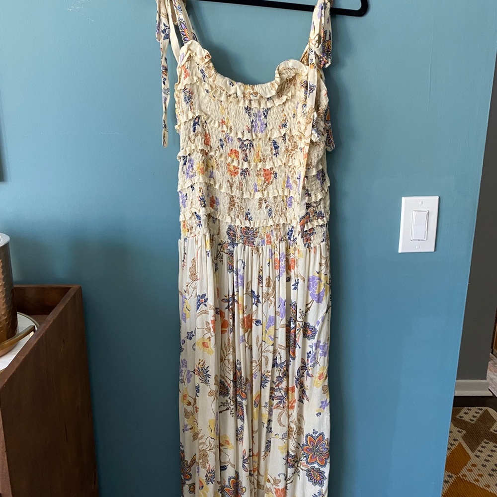 Free people pale yellow peasant dress (L)